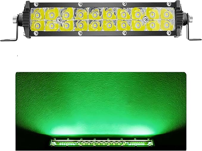 Green LED Light Bar, 7 Inch Marine Slim Light Bar Fog Reverse Lights 12V-60V 60W 6000lm, Waterproof Ultra Slim LED Offroad Driving Off Road Truck ATV UTV RV Mower Golf Cart Boat Fishing Hunting