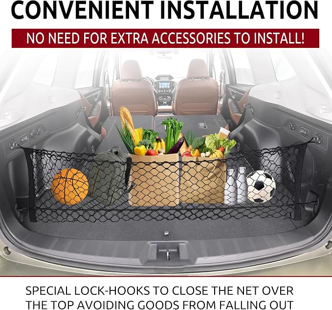 Envelope Style Automotive Elastic Trunk Mesh Cargo Net for Subaru Forester (SK) 2019-2026 - Premium Trunk Organizer and Storage - Luggage Net for SUV - Best Car Organizer for Subaru Forester