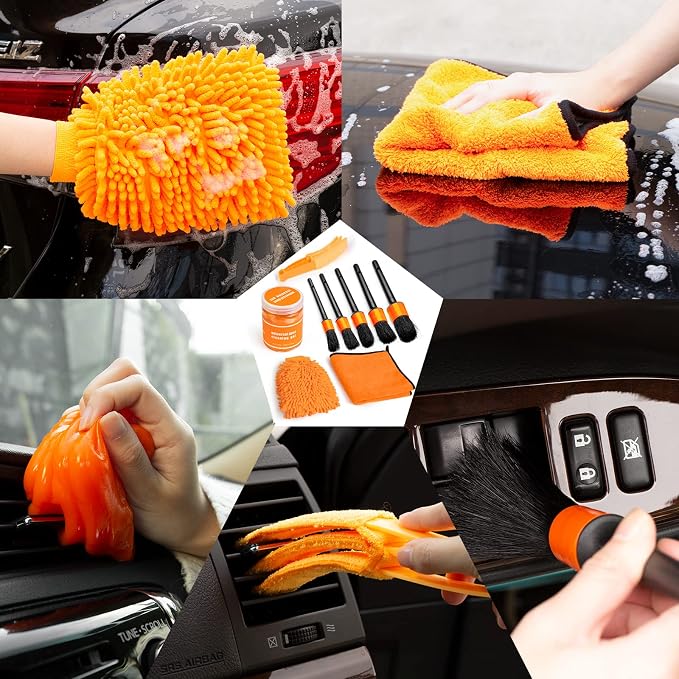 20PCS Car Cleaning Kit, Car Interior Detailing Kit with High Power Handheld Vacuum, Auto Detailing Drill Brush Set, Cleaning Gel, Complete Car Wash Kit Supplies for Deep Cleaning