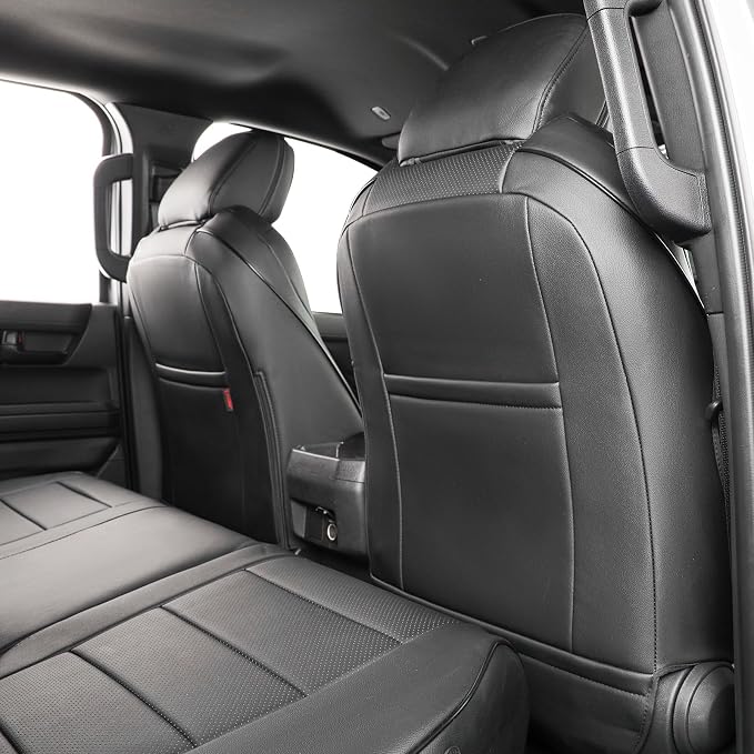 EKR Tacoma Car Seat Covers Custom Fit for Toyota Tacoma (Petrol) 2024 2025 2026 DoubleCab/CrewCab SR/SR5/TRD Sport/TRD Off-Road/Limited -Truck Seat Covers Full Set,Faux Leather(Black)