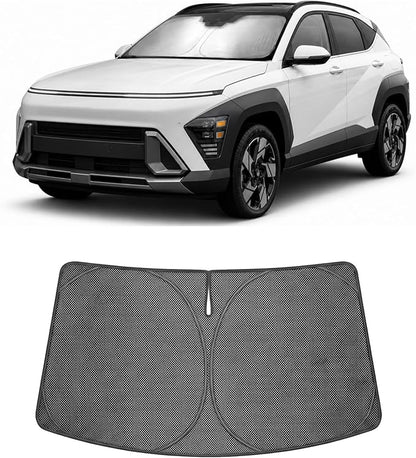 Proadsy Windshield Sun Shade Custom Fit Kona 2024-2026 Ice Crystal Black Front Window Sunshade UV and Heat Blocker Foldable Visor Keeps Car Cooler for Summer Parking and Daily Use