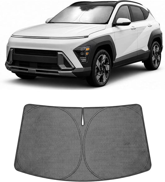 Proadsy Windshield Sun Shade Custom Fit Kona 2024-2026 Ice Crystal Black Front Window Sunshade UV and Heat Blocker Foldable Visor Keeps Car Cooler for Summer Parking and Daily Use