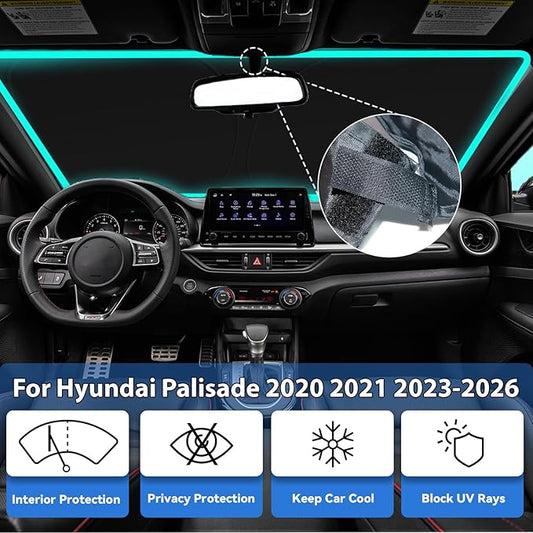 Windshield Sun Shade for Hyundai Palisade 2020 2021 2023 2024 2025 2026 Accessories, Car Front Window Sun Visor Protector & Heat Shield | 240T Sunshade Protection Blocks UV Rays