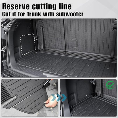 Floor Mat Cargo Mat for 2020-2024 2025 2026 Toyota Highlander 7 Seat Car Mat Accessories(Both Hybrid and Gas), All Weather TPE Cargo Liner Trunk Mat with Backrest Mat(Highlander-Full Set)