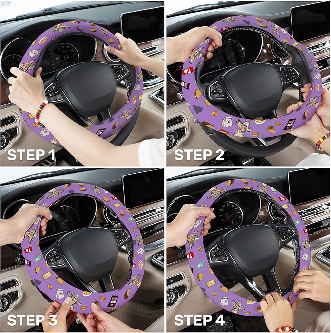 GENANY Fast Food Steering Wheel Cover, Non Slip Polyester Car Wheel Protector for Car SUV Truck, Universal 15 Inch