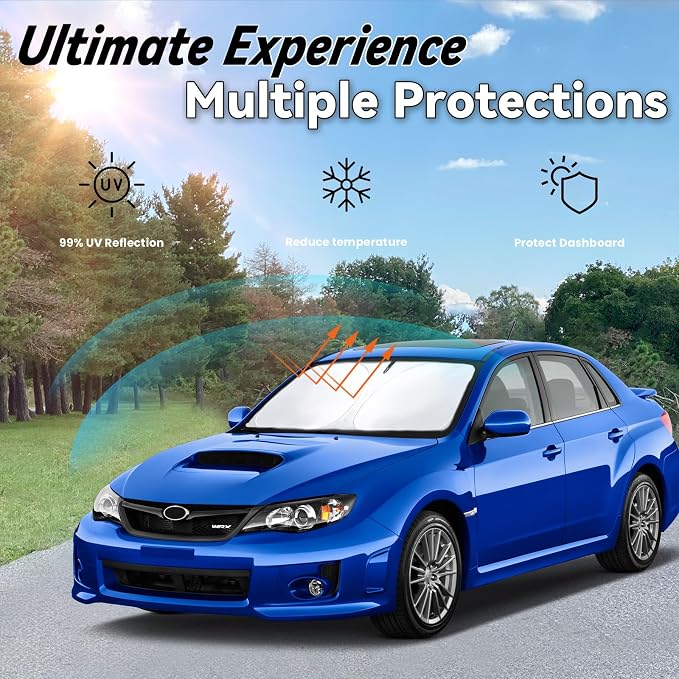 Windshield Sun Shade for 2017-2023 Subaru Impreza WRX/STI | Front Window Sun Visor Protector & Heat Shield, 240T Sunshade Protection Blocks UV Rays Keep Your Car Cooler