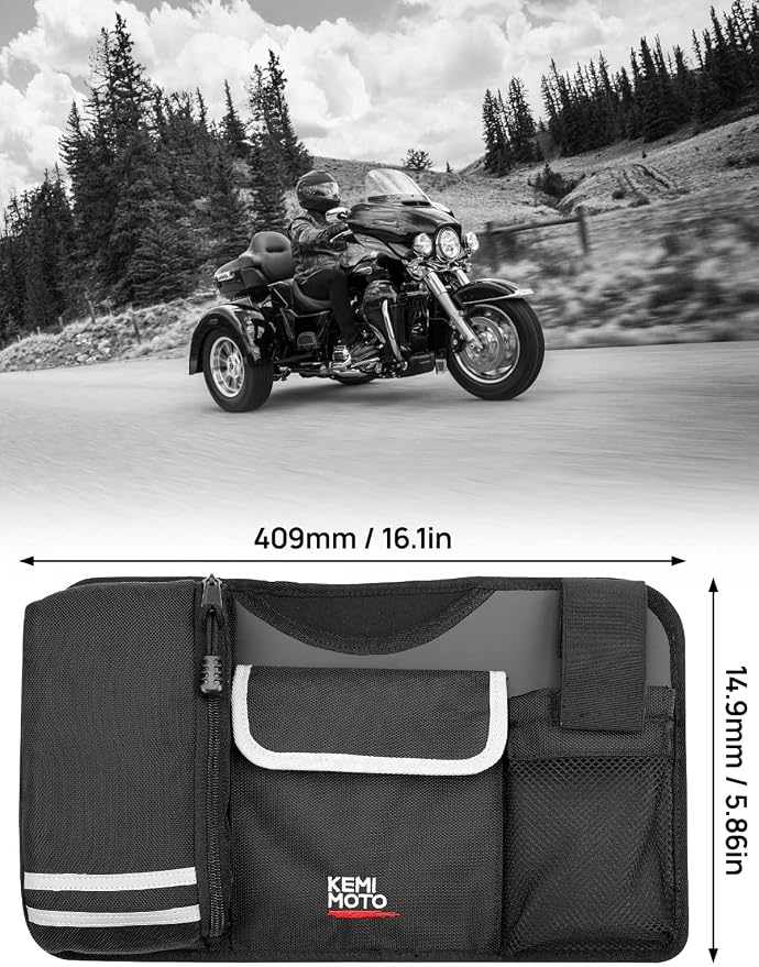 KEMIMOTO Trunk Lid Organizer Compatible with Tri Glide Freewheeler Accessories Trike models Trunk Travel-Paks Door Organizer Travelling Storage 2009-2024 2025