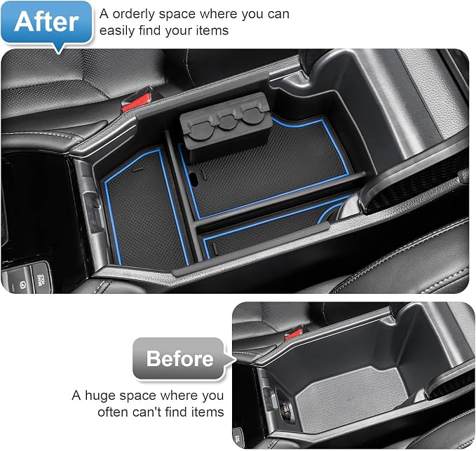 2023-2025 2026 Accord Hybrid Center Console Organizer for Honda Accord (LX/SE/EX/EX-L/Sport/Sport-L/Touring),Durable ABS Plastic Console Tray Insert 2026 Accord Accessories w/Coin Holder (Blue)