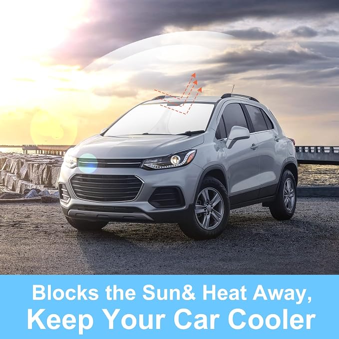 TINGLU Sun Shade for Chevrolet/Chevy Trax 2013-2023 Accessories Windshield Sun Shade Window Shade UV Rays Protection Sun Visor Cover with Steering Wheel Sunshade Storage Bag