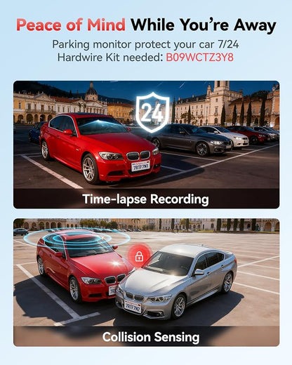 REDTIGER F7N Dash Cam 4K Front and Rear 1080P, 5.8GHz WiFi-20 MB/s Fast Transfer, 2160P/FHD Car Dash Camera with 64GB Card, Smart App Control, Precise GPS, Night Vision, 24H Parking Mode
