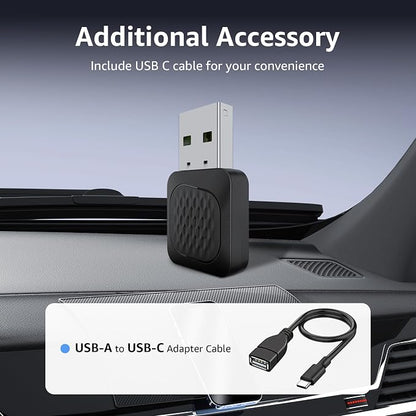 Wireless CarPlay Adapter, Smallest Mini Edition, Converts Wired to Wireless CarPlay, Plug & Play Adapter, Compact Design for Apple iPhone iOS 10+ with USB/USB-C Port