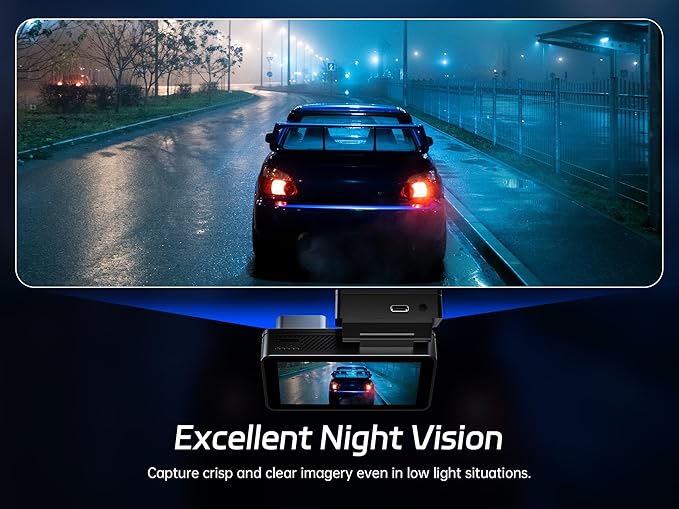 Pelsee 4K Dash Cam Front and Rear, 64GB SD Card, Dual Dash Camera for Cars with Wi-Fi, GPS, ADAS, BSD, LCA, 3’’ IPS Display Car Camera, APP & Voice Control, Night Vision, 24H Parking Mode