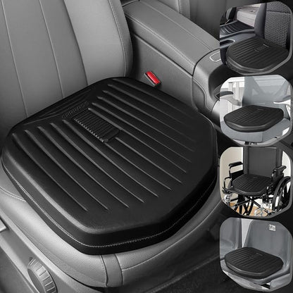CAR PASS Leather Car Seat Cushion, Comfortable Memory Foam Seat Cushions for Driving Waterproof Adult Booster Seat Cushion for Cars, Truck Driver Automotive SUV Office Chair, Hand-held, 3 Inches Black