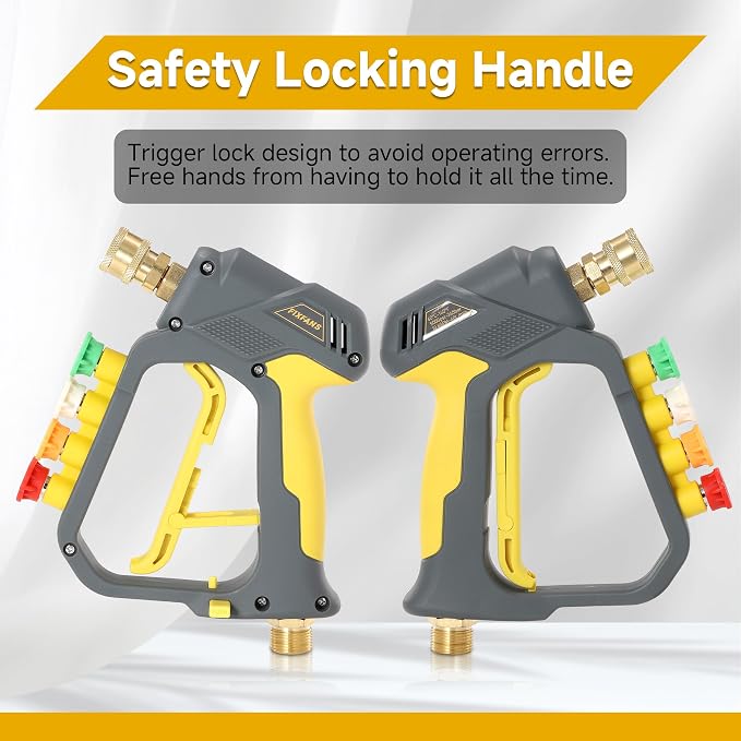 FIXFANS Foam Cannon Gun Dual Connector Accessory for Pressure Washer, Double Tip Attachment Soap Cannon with Power Washer Short Gun, Car Wash Foam Gun Kit, 1/4" Quick Connect, 5 Nozzle Tips