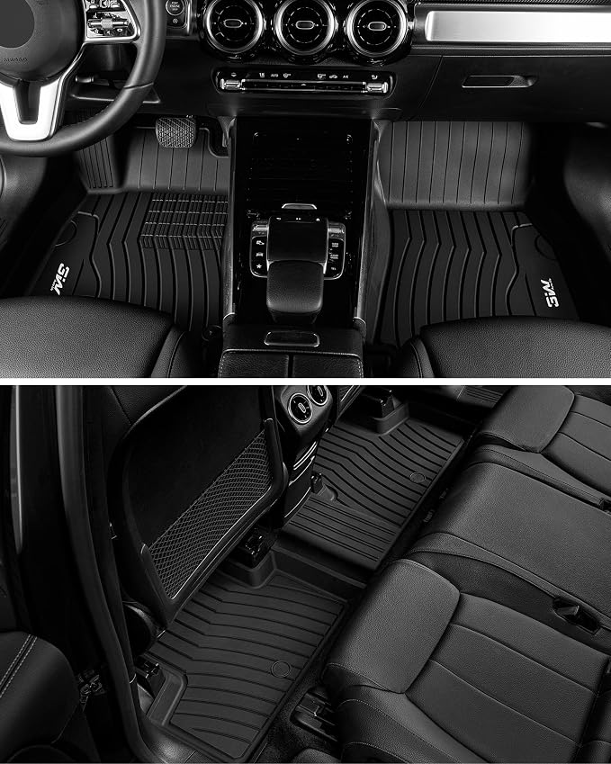 3W Floor Mats for Mercedez Benz GLB250 GLB35 AMG 2020-2026, TPE All Weather Custom Fit Floor Liner for Benz GLB 250/35 AMG 1st & 2nd Row Car Mats, Black