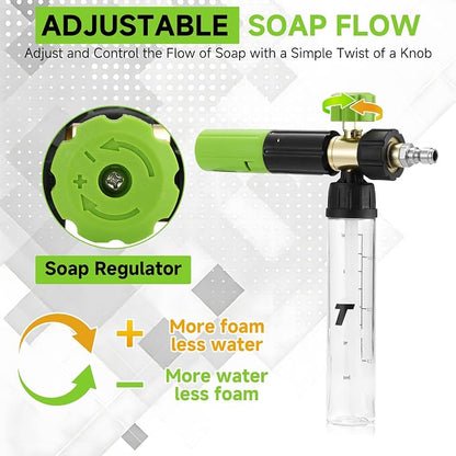 Tool Daily Pressure Washer Short Gun with Mini Foam Cannon, 5 Power Washer Nozzle Tips, 1/4 Inch Quick Connector