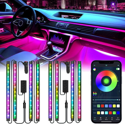 2 Pack Car LED Lights Interior, Ambient Lighting Car with Smart APP Control, Multicolor Interior LED Lights with Music Mode for Truck Jeep SUV, DC 12V