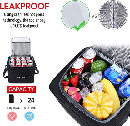 Farasla Waterproof Trunk Organizer with Insulated Leakproof Cooler Bag, Foldable Cover, Adjustable Securing Straps (Black)
