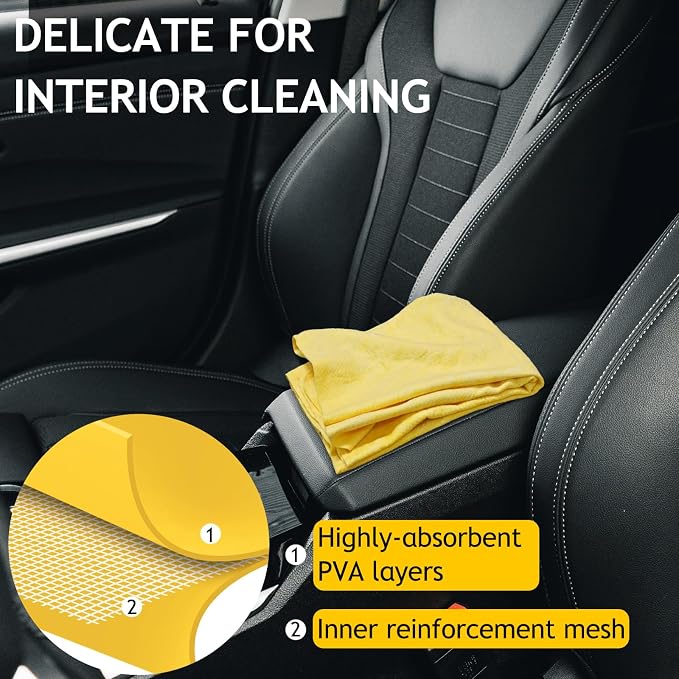 6 Pack Shammy Cloth for Car Drying 26”x17”, Absorbent Chamois Towel for Car, Reusable Shammy Towel Chamois Cloth for Car, Dust Remove, No Scratch/Spot Streak, Yellow