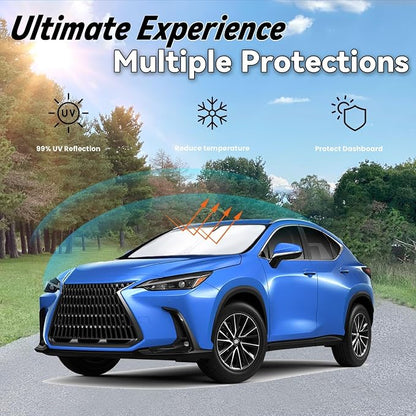Windshield Sun Shade for 2022-2026 Lexus NX NX250 NX350 NX350h NX450h+ Accessories - Car Front Window Sun Visor & Heat Shield | 240T Blocks UV Rays Sunshade