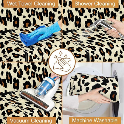 NECKORY Backseat Cover for Dogs, Waterproof and Non-Slip Pet Bench Seat Covers, Car Seat Protector for Back Seat, Universal Size Rear Car Seat Cover Fits Cars, Trucks and SUVs, L-Leopard&Black