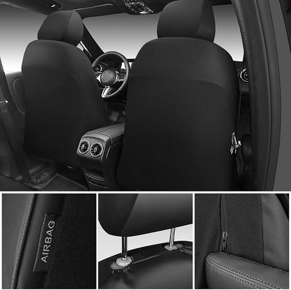 CAR PASS 3D Foam PU Leather Car Seat Covers Front Seats,Black Faux Leather Front Seat Covers for Cars, Universal Fit for SUVs Trucks Vans Sedan Automotive, Armrest Airbag Compatible,Black