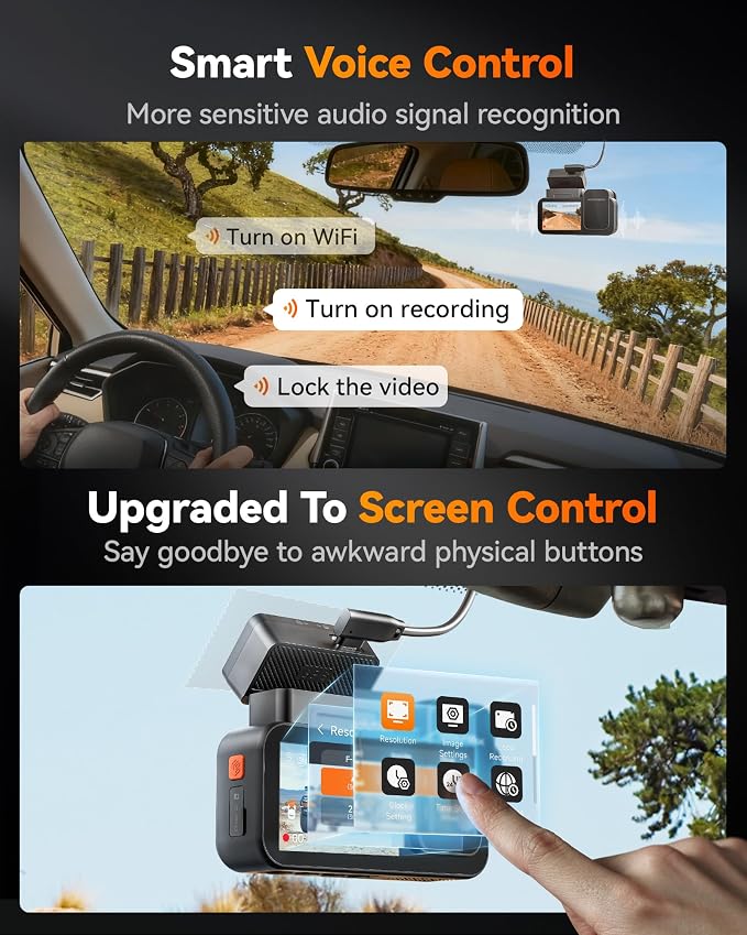 WOLFBOX X5 Duo 4K+2.5K Dash Cam Anti-Shake, 8MP STARVIS 2 IMX678 IMX675, Dual Car Camera Front and Rear, 5.8GHz Wi-Fi GPS, Included 64GB Card, Voice Control, Touch Screen, Parking Mode