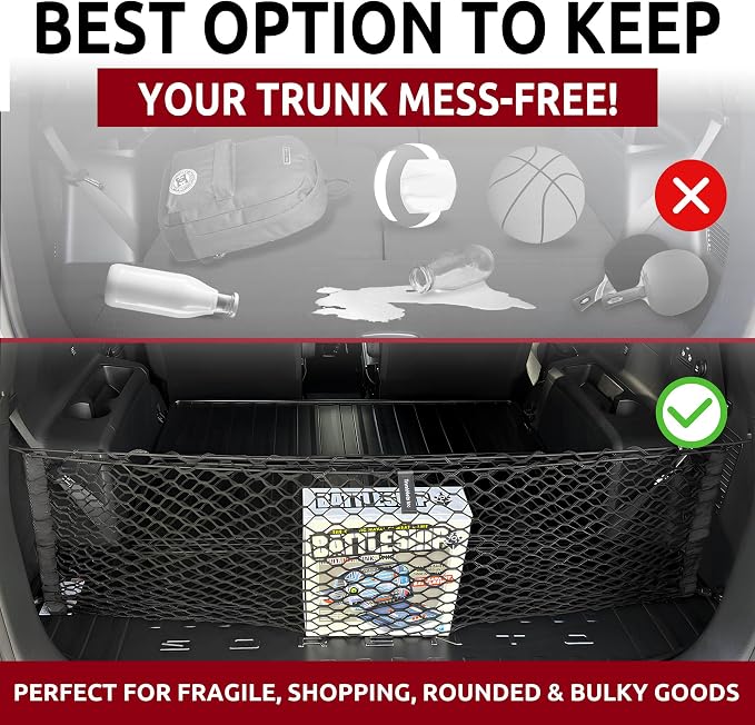 Envelope Style Trunk Mesh Cargo Net for KIA Sorento S LX EX SX 2021-2026 - Car Accessories - Premium Trunk Organizers and Storage - Cargo Net for SUV - Vehicle Carrier Organizer for KIA Sorento PHEV