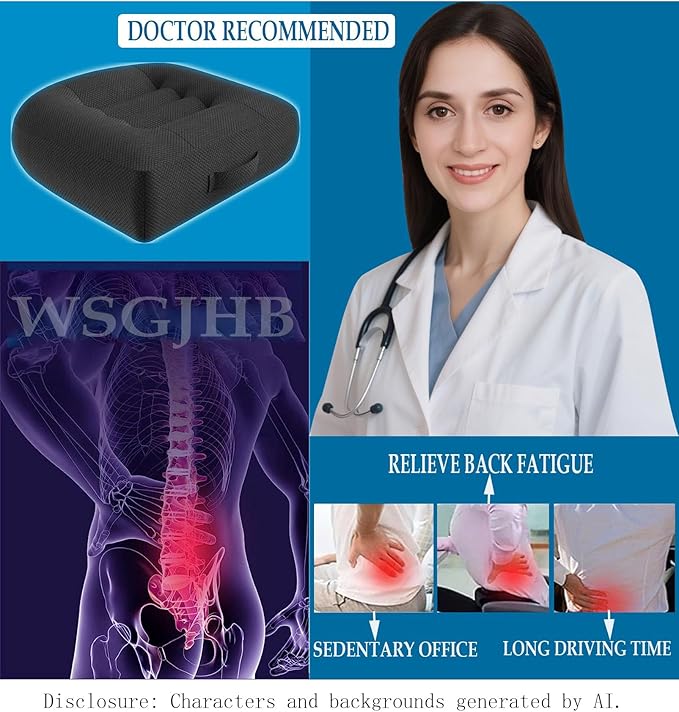 WSGJHB Car Booster Seat Cushion Posture Cushion Portable Breathable Mesh, Effectively Increase The Field of View Ideal for Office, Home, Angle Lift Seat Cushions,Black