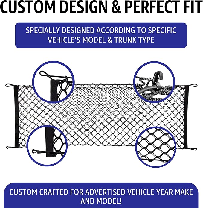 Envelope Style Trunk Mesh Cargo Net for Dodge Durango SXT GT SRT 1998-2026 - Car Accessories - Premium Trunk Organizers and Storage - Cargo Net for SUV - Vehicle Carrier Organizer for Dodge Durango