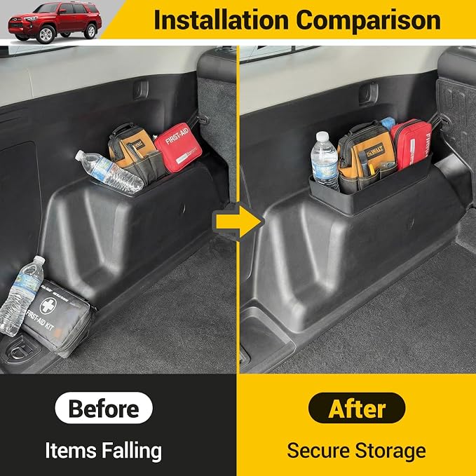 Rear Trunk Organizer for 2010-2024 Toyota 4Runner 5-Seat 2nd Row Accessories, Storage Bin Trunk Side Storage Box Cargo Tray for 10-24 4 Runner(Upper Side,Not for 7-Seat)