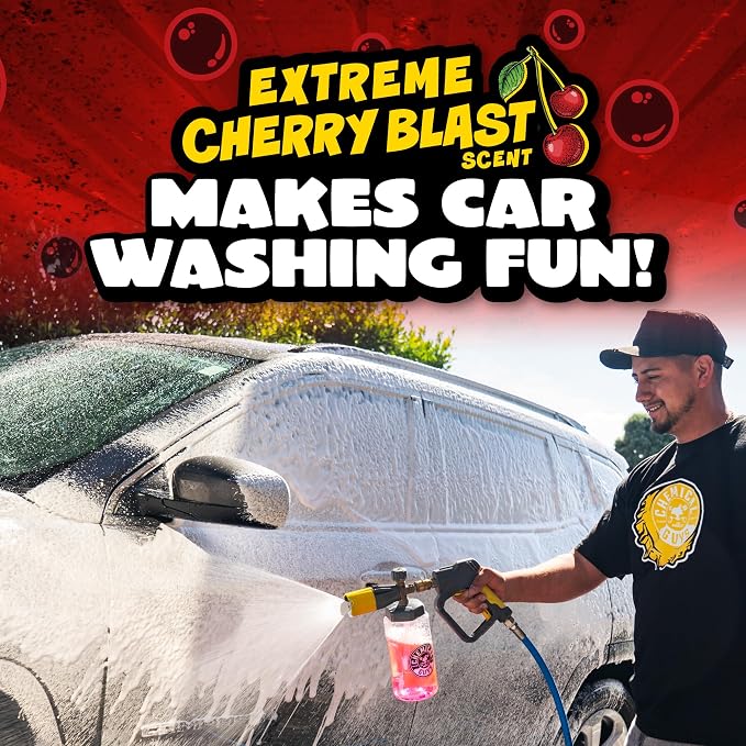 Chemical Guys Maxi Suds II Foaming Car Wash Soap – High Foam Car Wash Soap, Cherry Scent Shampoo and Gloss Booster for Foam Cannons, Guns or Buckets – Gentle, Safe for Trucks, SUVs, and RVs, 64 oz