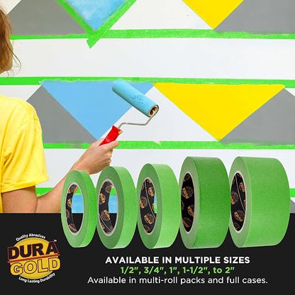 Dura-Gold Green Automotive Masking Tape 1 Inch (24mm x 55 Yards), Case of 36 Rolls - Premium High-Performance, Heat Resistant - Auto Refinish Painting, Car Detailing, Autobody, Painters Tape