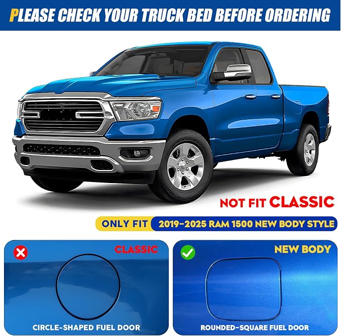 Soft Roll-up Truck Bed Tonneau Cover for 2019-2025 Ram 1500 New Body (Excl. Classic), Fleetside 5.7 ft 67 in Bed Without rambox