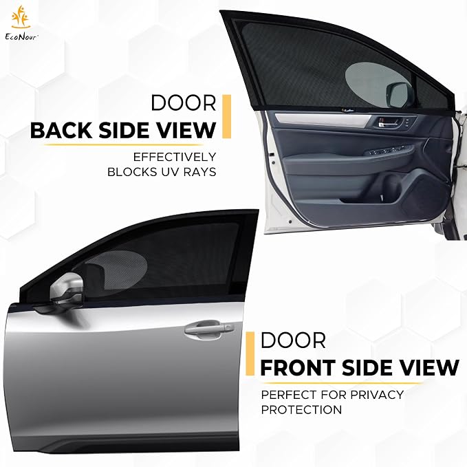 EcoNour Car Front Side Window Sun Shades Compatible for Subaru Outback | 2Pack Breathable Super Stretchy Mesh Sun Shade | Heat Block UV Protection Car Window Screen Covers | Mosquito Net Curtains