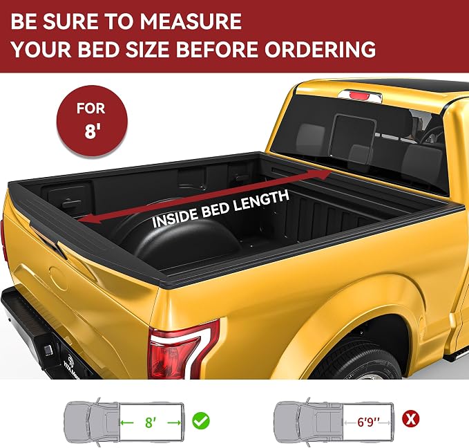 YITAMOTOR Soft Roll Up Truck Bed Tonneau Cover Compatible with 1999-2016 Ford F-250 F-350 F250 F350 Super Duty 8 ft Bed