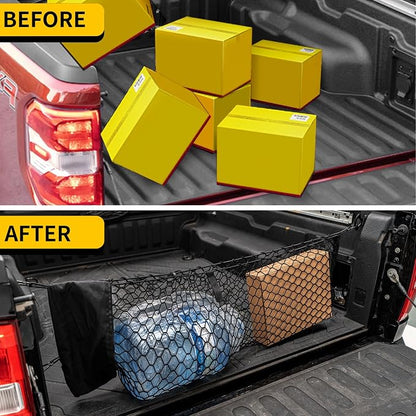 Cargo Net Compatible with 2022-2026 Ford Maverick Truck Bed Cargo Net with Storage Bag 3.28'×1.15' Double Layer Envelope Style Dense Mesh Trunk Organizer for 2025 Maverick Exterior Accessories