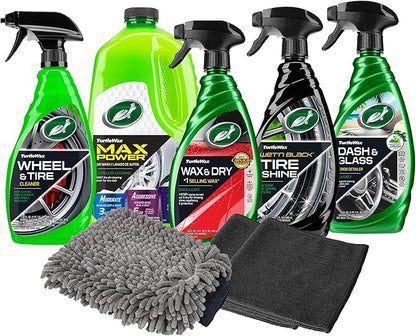 Turtle Wax Inside & Out Ultimate Car Care Kit, Includes Car Wash Soap, Spray Wax, Interior Cleaner & Deodorizer, Tire & Wheel Cleaner, Tire Shine, Washmitt and Microfiber Towels (8 Piece Kit)