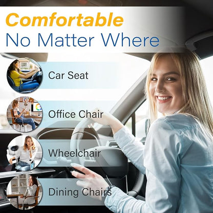 Car Seat Cushion, Ergonomic Memory Foam Car Cushion for Sciatica Pain Relief, Larger Driving Seat Pillow for Short Drivers on Long Drives - Butt Pillow for Truck, Office, Wheelchair - Classic Black