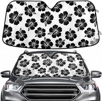 Tropical Hawaiian Hibiscus Flowers Windshield Sun Shade for Car Auto SUV Truck Foldable Front Window Sunshade Sun Visor Protector Block UV Rays Reflect Heat, 55" x 28"