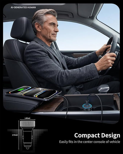 2 Pack USB C Car Charger, 90W 4-Port Cigarette Lighter USB Charger Multiport Type C Super Fast Car Phone Adapter Accessories for iPhone 17 16 15 14 13 12 Pro Max, iPad, Galaxy S26 S25 S24, Android