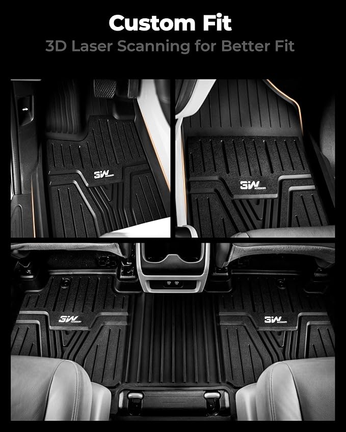 3W Floor Mats Fit for Honda Odyssey 2018-2025 2026,Mini Passenger Van, All Weather Custom Fit TPE Floor Liners 1st 2nd & 3rd Rows Car Mats Odyssey Car Accessories, Black