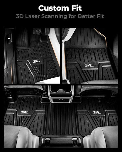 3W Floor Mats Fit for Honda Odyssey 2018-2025 2026,Mini Passenger Van, All Weather Custom Fit TPE Floor Liners 1st 2nd & 3rd Rows Car Mats Odyssey Car Accessories, Black