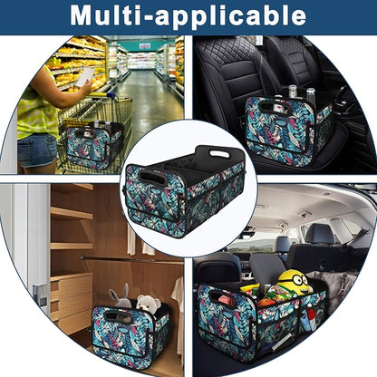 Deosk Car Trunk Organizer for SUV, Car Organizers and Storage with Reinforced Handles, Car Accessories for Women/Men 50L Waterproof Polyester Trunk Organizer(Medium, Leaves)
