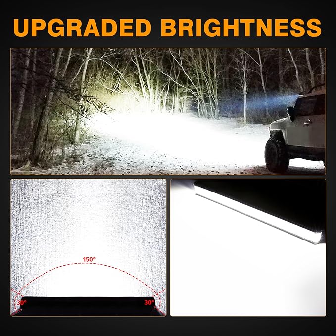 30 Inch Side Shooter LED Light Bar, Muto-Beam 450W Quad Row Light Bar LED Fog Lamp Off Road Driving Spot Flood Combo Work Lamp for Truck UTV ATV Pickup SUV Boat