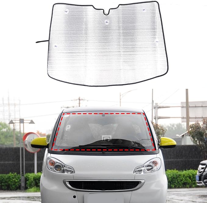 Windshield Sun Shade Compatible with Mercedes-Benz Smart 2009-2015 Foldable Front Windshield Sunshade Protector, Block UV Rays Keep Your Car Cooler