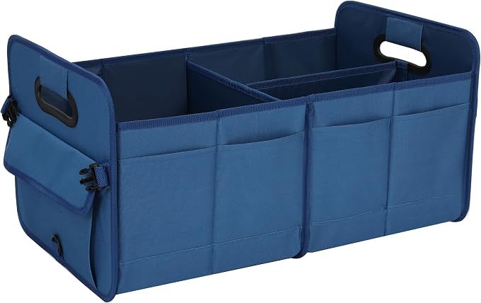 AOKJOY Car Trunk Organizer Car Storage Organizer Collapsible Multi Compartment Car Organizer Adjustable Straps Car Organizer for SUV(Slate Blue)