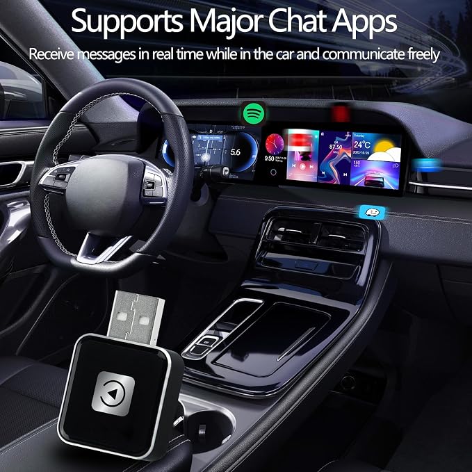 Wireless Carplay Adapter, Android Auto Adapter 2025 Carplay, Plug and Play Convert Wired to Wireless Supports Car Original Control, Mini Car Play Box for Cars