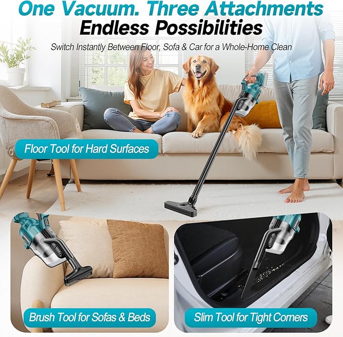 Cordless Handheld Vacuum Cleaner Compatible with Makita 18V Battery , 16000Pa Portable Shop Vacuum with 2 HEPA Filters & 4 Attachments, Lightweight Vacuum for Car, Home & Garage(Tool Only, No Battery)