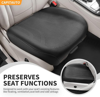2 Pack Front Leatherette Seat Covers Faux Leather Bottom Car Seat Covers, Super Breathable,Anti-Slip,Universal Seat Covers for Cars,Full Wrapping Edge Fit for Most Sedans SUV Pick-up (2 Pack Black)